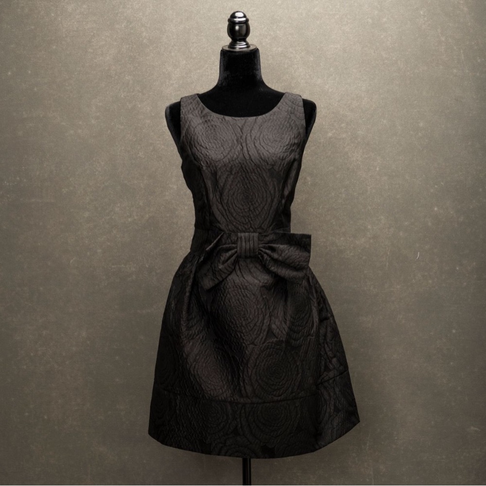 Spiegel black jacquard dress with bow